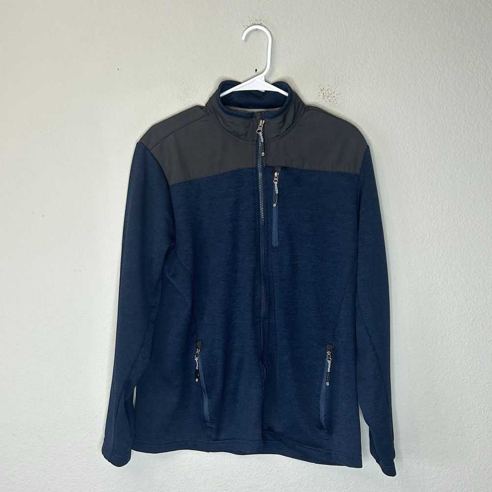 Orvis Men's Bonded Mesh Full Zip Colorblock Jacket Size M Blue Gray Gorpcore